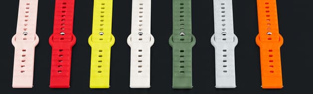 Seven custom silicone smartwatch band colors