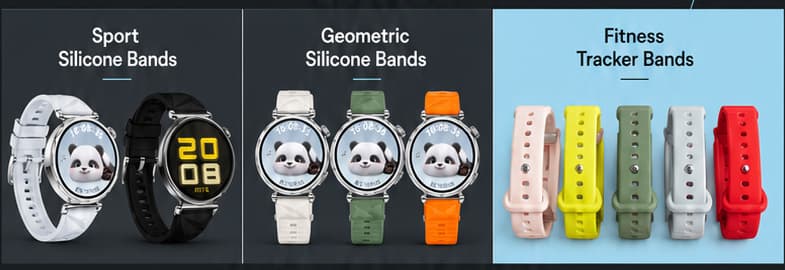 Sport, geometric and fitness tracker silicone band collections